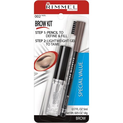 Rimmel Brow This Way Eyebrow Gel w/ Professional Eyebrow Pencil, Clear Gel and Hazel Brow Pencil ...