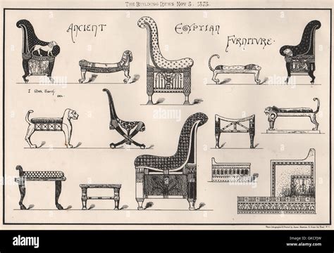 Ancient Egyptian furniture, antique print 1875 Stock Photo: 115216385 - Alamy