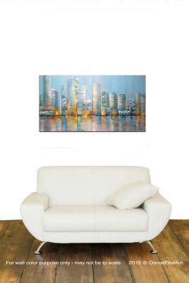 light blue city painting on canvas original abstract city art textured ...