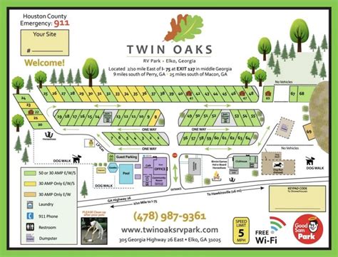 Twin Oaks RV Park - Resort Map in 2022 | Rv parks, Resort, Houston county