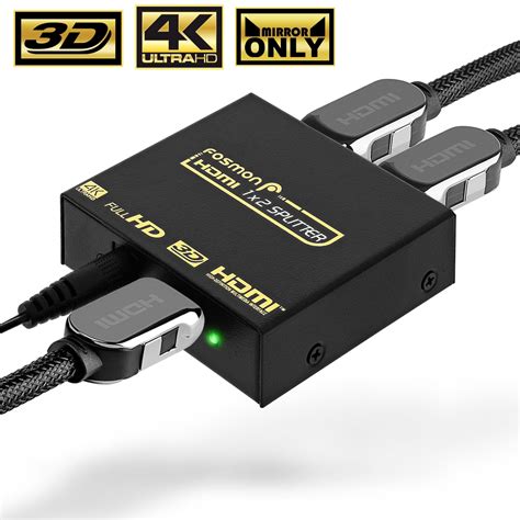 4K HDMI Splitter, Fosmon 1x2 HDMI Powered Splitter - Supports Full Ultra HD , 1080p , Blu-ray ...