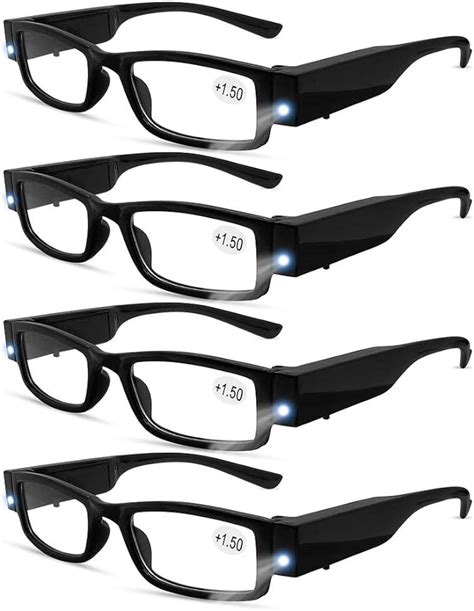 Amazon.com: 4 Pcs Reading Glasses Led Readers with Lights Fashion ...