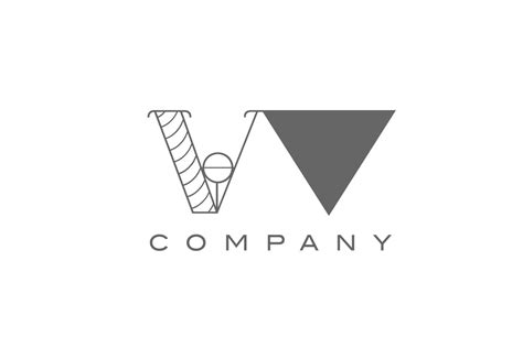 V VV grey white alphabet logo icon for company with geometric style. Creative letter combination ...