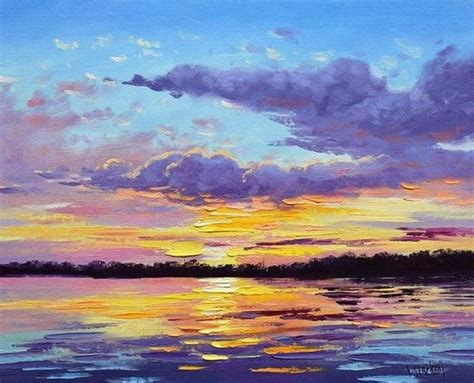 SUNSET Oil Painting , Sunrise. Sunset Ocean, Sunset Clouds, Colorful ...