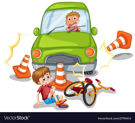 Accident scene with car crashing a bike illustration. Download a Free ...