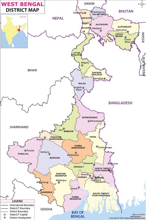 West Bengal District Map, List of Districts in West Bengal