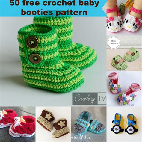 50 free crochet baby booties pattern