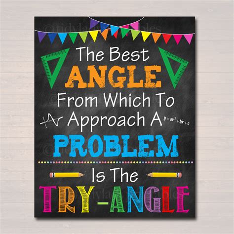 MATH Teacher Classroom Poster Printable Try-angle Math - Etsy Australia