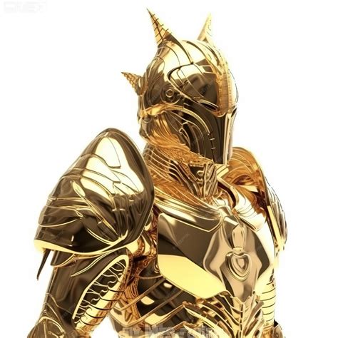 Premium AI Image | A gold statue of a knight with a helmet on.