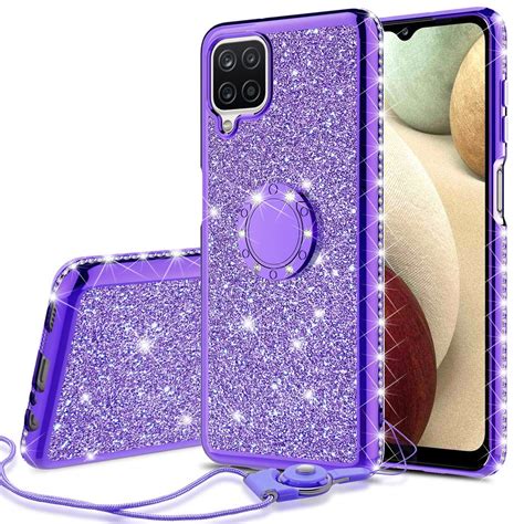 Cute Glitter Phone Case Kickstand for Samsung Galaxy A12 Case,Clear ...