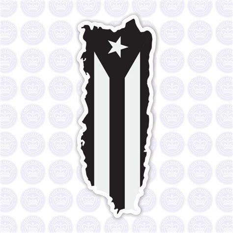 Black And White Puerto Rican Flag Sticker - Franklin Morrison's Coloring Pages