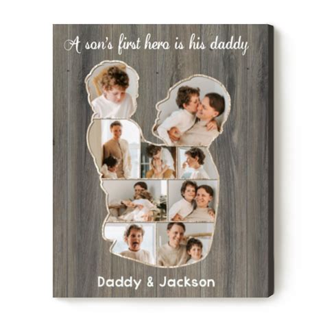 Dad And Son Photo Collage Canvas, Fathers Day Photo Gifts From Little Son, Father And Son ...