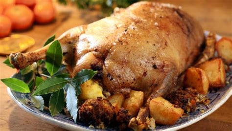 Roast goose with chickpea and lemon stuffing – Saturday KitchenSaturday ...