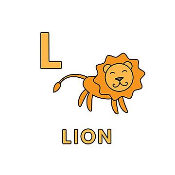 Vector Cute Cartoon Animals Alphabet Lion Illustration Flashcard Flash Lion Vector, Flashcard ...