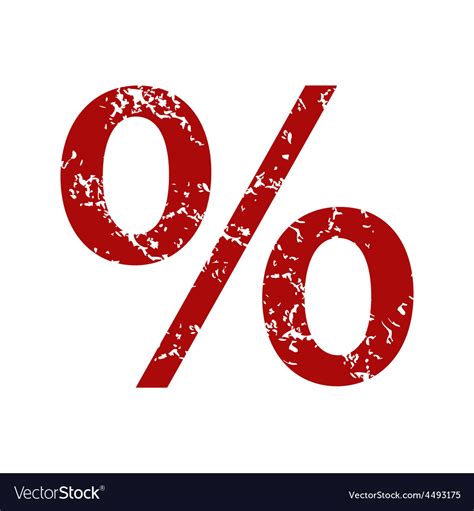 Red grunge percentage logo Royalty Free Vector Image