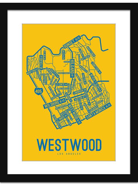 Westwood, Los Angeles Street Map Screen Print - School Street Posters