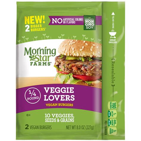 MorningStar Farms Vegan Burgers Veggie Lovers 10 Veggies Seeds and Grains 8 oz | Shipt