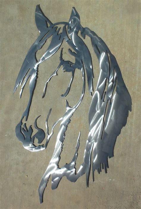 24 inch Horse Head Polished Metal Steel Wall Art Western Cabin Decor Stencil, $35!! | Steel wall ...