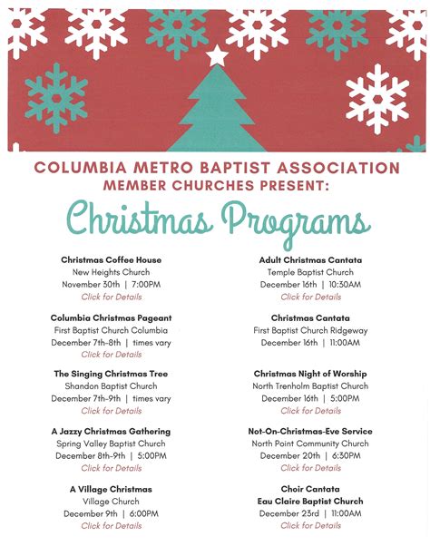 CMBA Church Christmas Programs 2018 – Columbia Metro Baptist Association