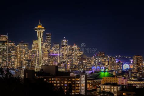 Night Skyline Downtown of Seattle with Space Needle Editorial Image - Image of colorful, needle ...