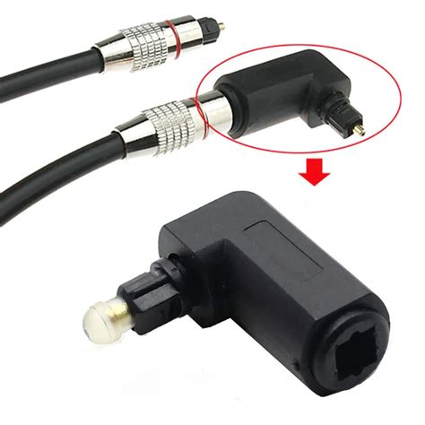 2 pcs/lot Toslink 90 Degree Digital Optical Audio Cable Adapter Male to Female Right Angle 360 ...