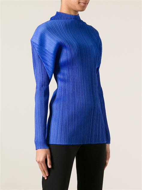 Pleats please issey miyake Pleated Top in Blue | Lyst