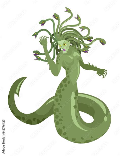 medusa gorgon mythological greek roman snake woman monster Stock Vector ...