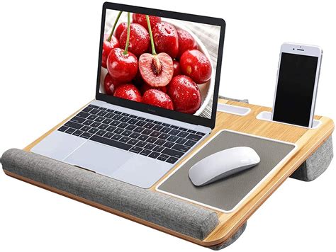 Lap Desk - Fits up to 17 inches Laptop Desk, Built in Mouse Pad & Wrist ...