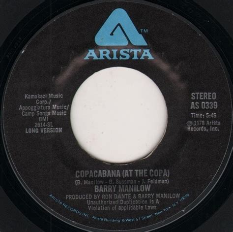 Barry Manilow – Copacabana (At The Copa) (1978, Vinyl) - Discogs