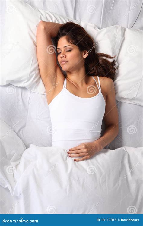 Looking Down on Beautiful Woman Sleeping in Bed Stock Image - Image of ...