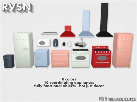 RVSN — SMEGlish Retro Appliance Set by RAVASHEEN This set... | Sims 4 ...