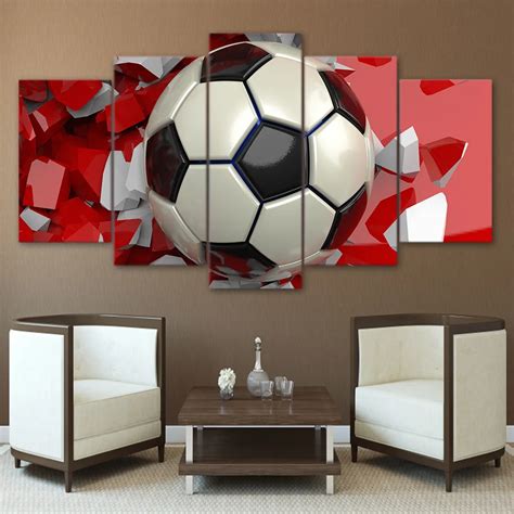 HD Printed Modern 5 pieces soccer football wall art picture canvas paintings living room wall ...