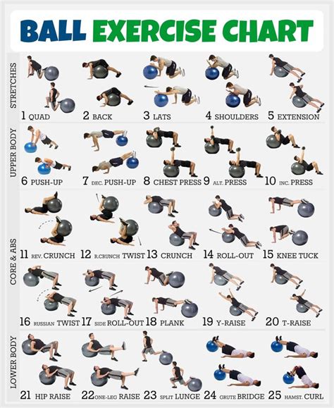 Printable Ball Exercise Chart | Workout chart, Dumbbell workout, Ball ...