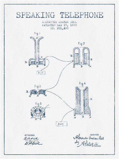 Alexander Graham Bell Speaking Telephone Patent From 1878 - Blue ...