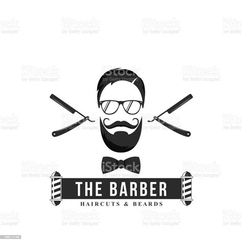 Barber Shop Symbol Haircuts And Beards Vector Stock Illustration - Download Image Now - Adult ...