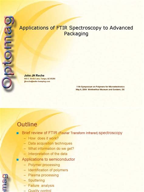 Applications of FTIR to Advanced Packaging Final | Infrared ...