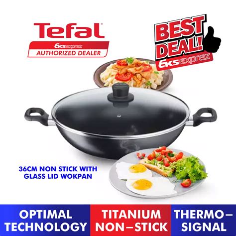 Tefal Cook Easy Non Stick Wok With Glass Lid Wokpan (36cm) B5039295 ...