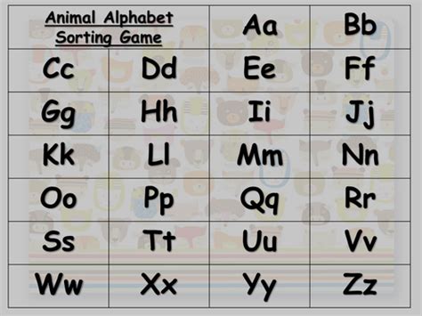 Animal alphabet game | Teaching Resources