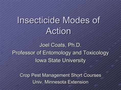 Mode of Action for Insecticides