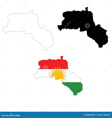 Map of Kurdistan. Flag of Kurdistan Maps Territory. Outline Map ...