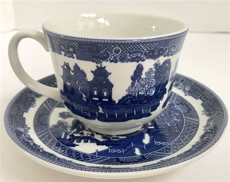 Johnson Brothers Blue Willow Pattern Teacup and Saucer Set - Etsy