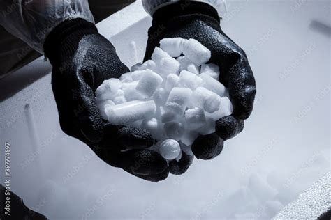 Dry ice in production ( the solid form of carbon dioxide) Stock Photo ...