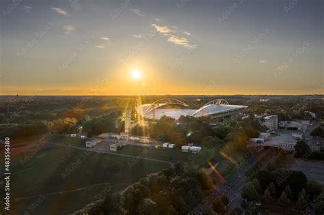 Red Bull RB Leipzig Arena Soccer Stadium Germany Drone Aerial Shot ...