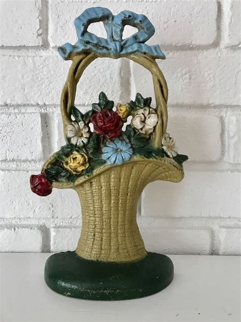 Cast Iron Vintage Flower Basket Doorstop 1920's - Etsy | Flower basket, Vintage flowers, Door stop