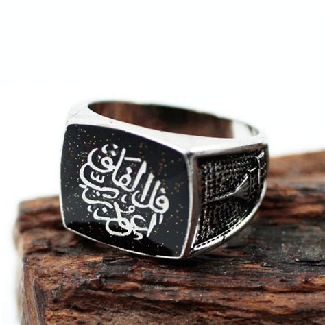 islamic ring silver for men muslim rings islam Black Arab Rings Jewellery Arabic Fashion Gift ...