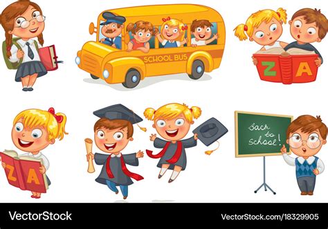 Back to school funny cartoon character Royalty Free Vector