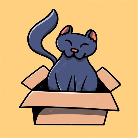 Premium Vector | Hand Drawn Cute Cat in a Box Illustration