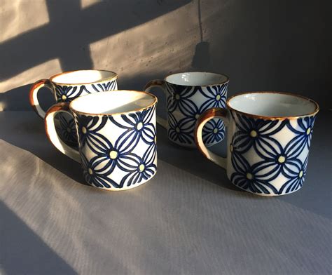 Stoneware Coffee Mugs Flower Design Blue | Etsy | Mugs, Stoneware ...