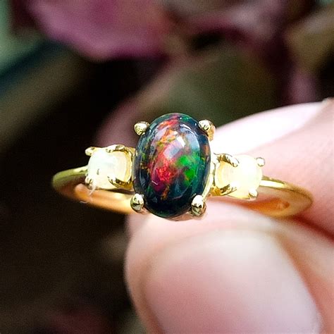 Black Opal Ring-Natural Black Opal Ring-7x5mm Oval Opal | Etsy