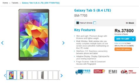 Samsung Galaxy Tab S LTE Tablets Now Officially Available in India ...